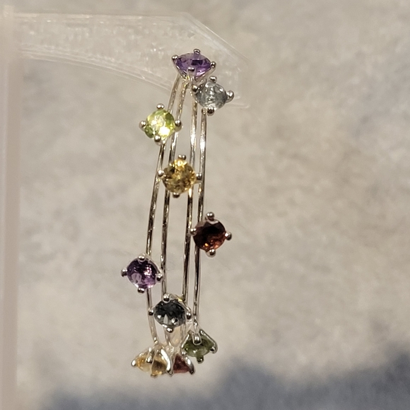 Gorgeous multi gemstone hoop earrings - Picture 2 of 4